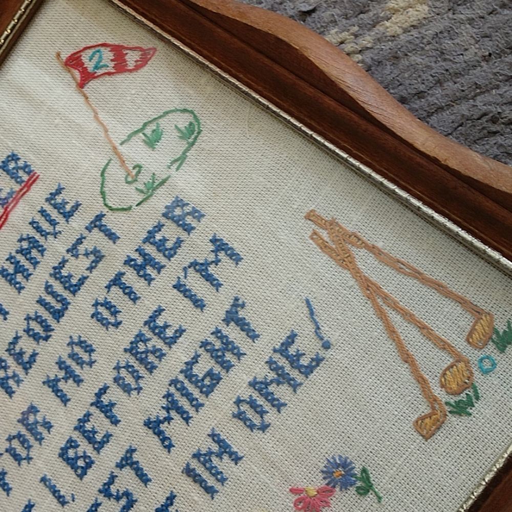 5 For 25.00/Sampler/needlework,Golfers Prayer,EUC, vintage - Picture 4 of 7